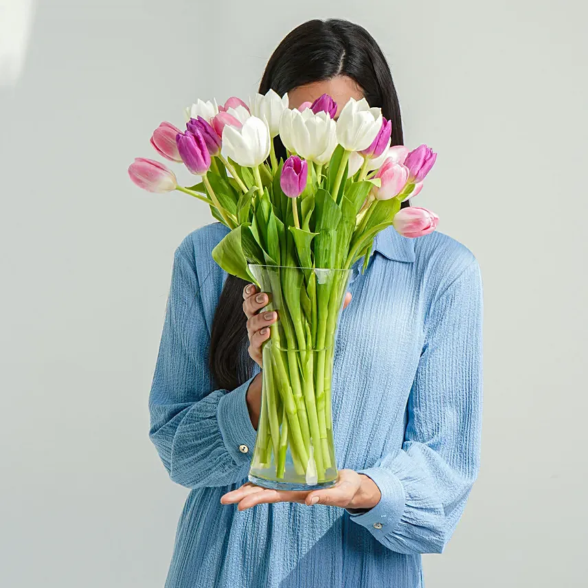 30 Painted Skies Tulip Bouquet: Birthday Flower Arrangements