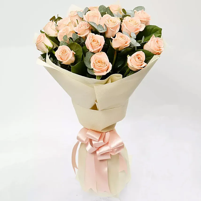 Peach Love 20 Roses Bouquet: Same Day Delivery Gifts for Mothers Day