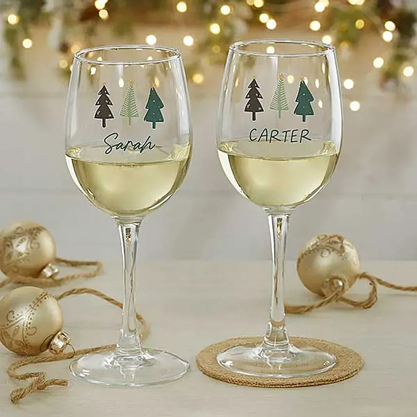 Personalized Name Wine Glasses Set: Personalised Christmas Gifts