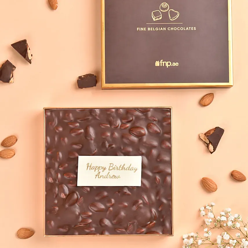 Personalised Birthday Message Dark Chocolate & Nuts Slab: Personalised Chocolates