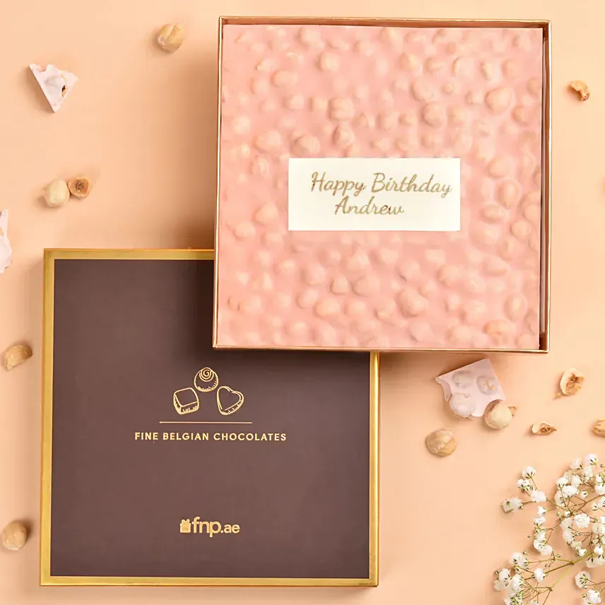 Personalised Birthday Message White Chocolate & Nuts Slab: Personalised Chocolates