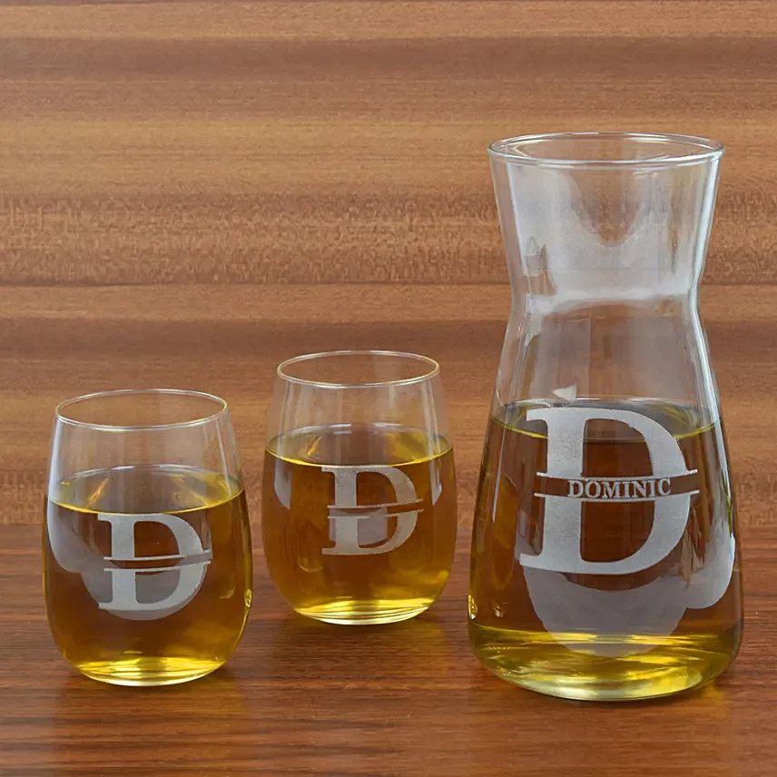 Personalised Carafe and Glasses Set: Bhai Dooj Personalised Gifts