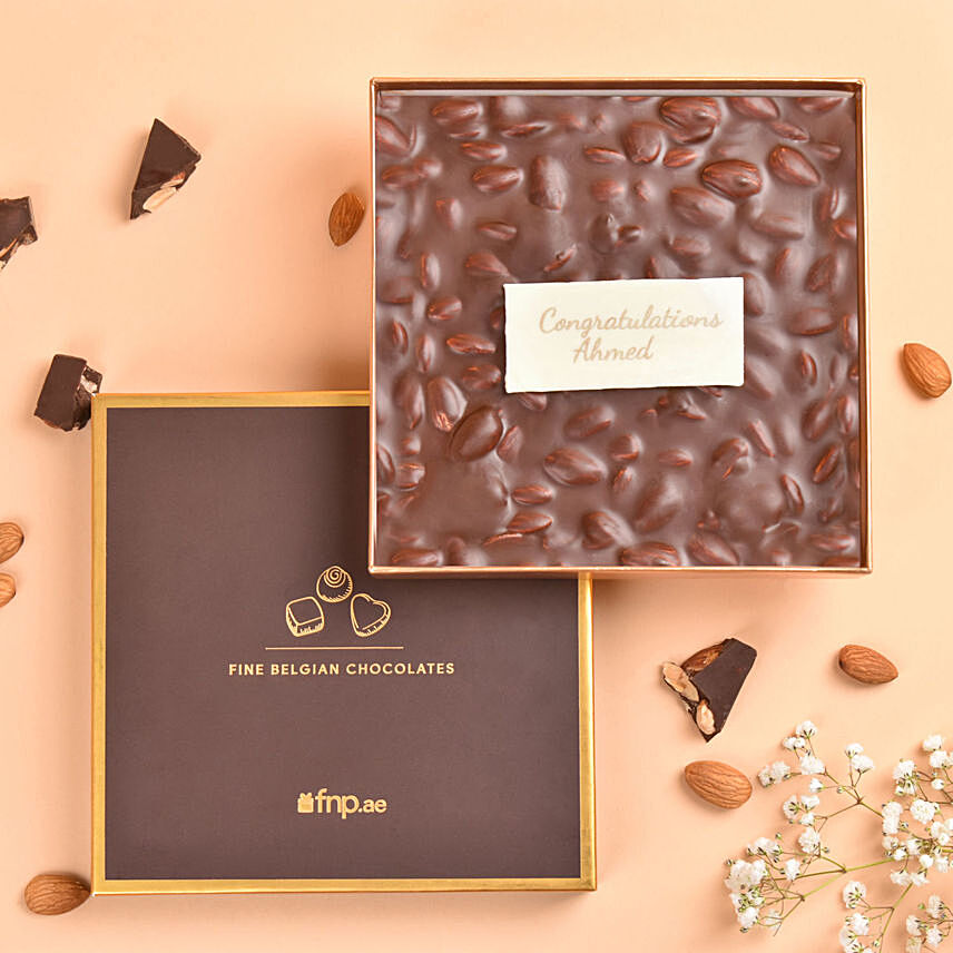 Personalised Congratulations Message Dark Chocolate & Nuts Slab:  Personalised Chocolates