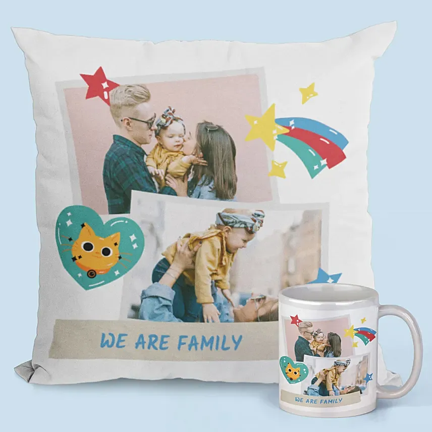 Personalised Family Mug And Cushion Combo: Personalised Gifts for Anniversary