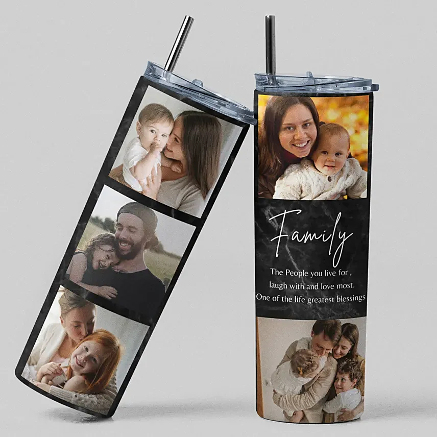 Personalised Tumbler with Family Photos: Personalised Gifts for Her