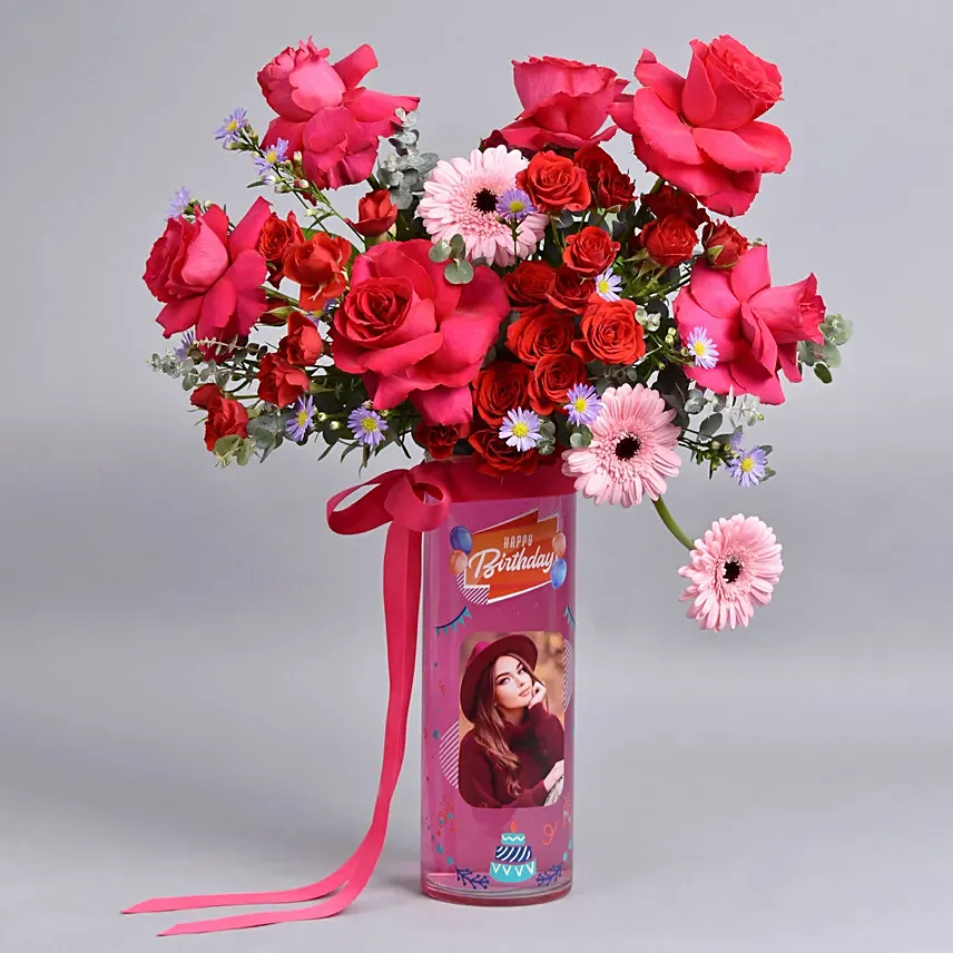 Personalised Vase Birthday Flower: 