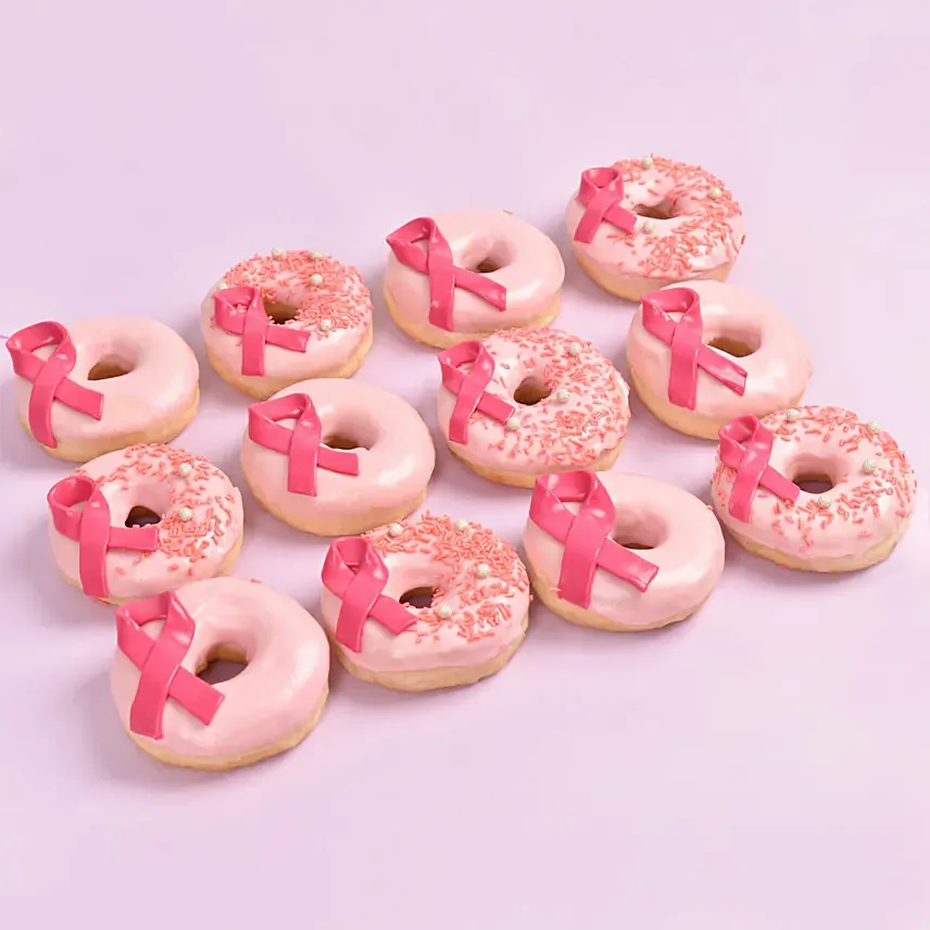 Pink Ribbon Donuts 12 Pieces: Breast Cancer Awareness Gifts