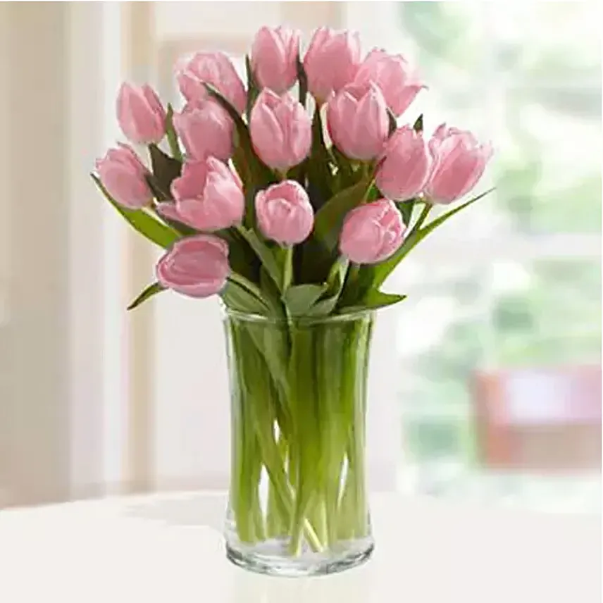 Pink Tulips Arrangement: Women's Day Gifts