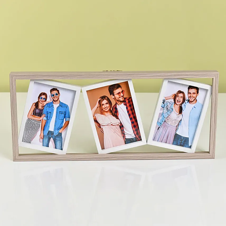 Premium 3 Photo Collage Wooden Frame: 