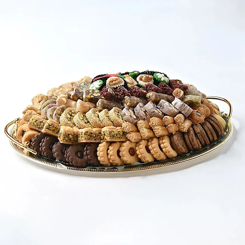 Premium tray with Mixed Baklava and Cookies by Wafi: Cookies in Dubai