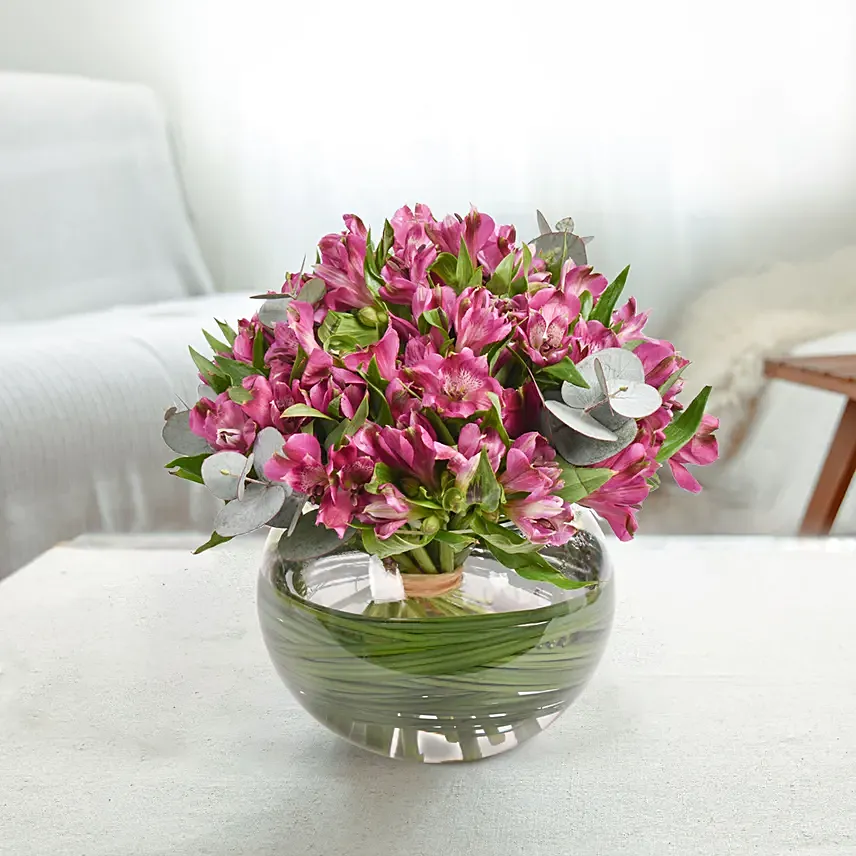 Purple Peruvian Lily Arrangement: Table Centerpieces