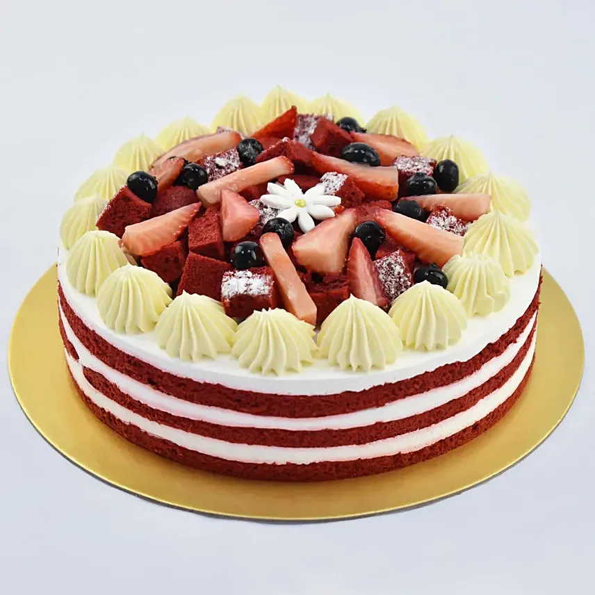 Red Velvet Cake with Fresh Fruit: 