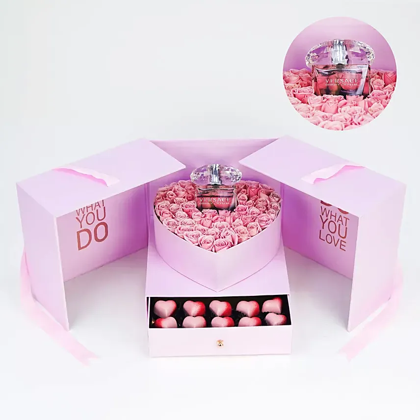 Rose n Perfume Box Of Love: Valentine Flowers in Dubai