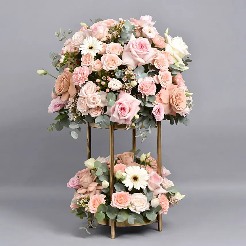 Roses and Blooms: Flowers Stand Arrangement