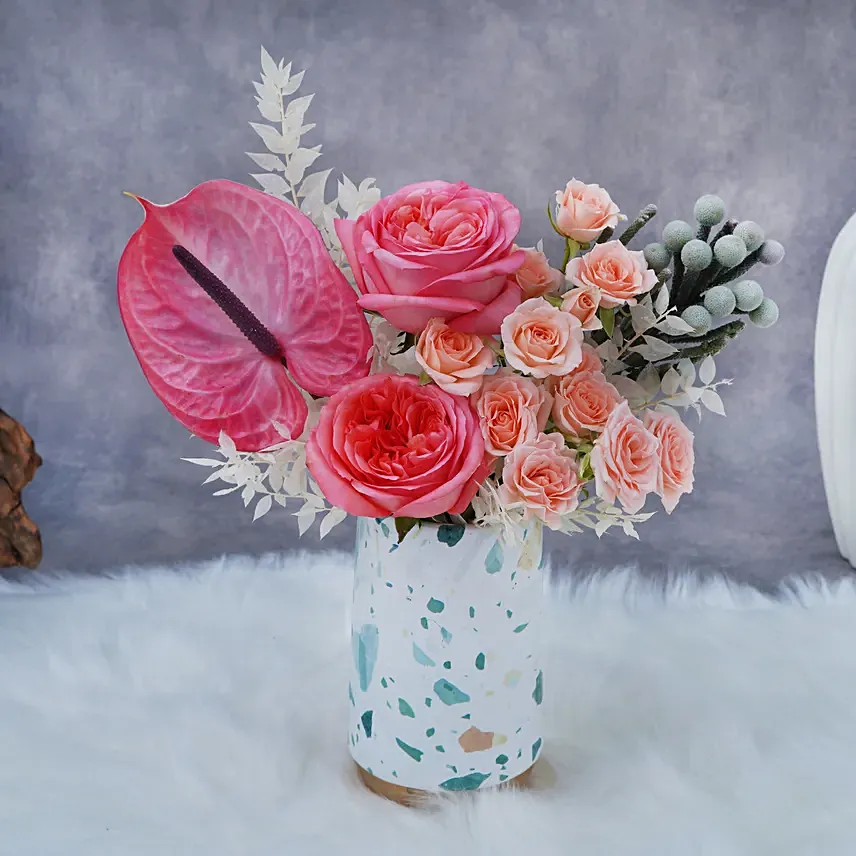 Roses In Premium Vase: Miss You Flowers 