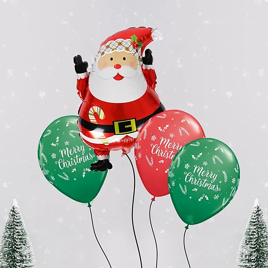 Santa and Merry Christmas Balloon Set:  Christmas Flowers to Ajman