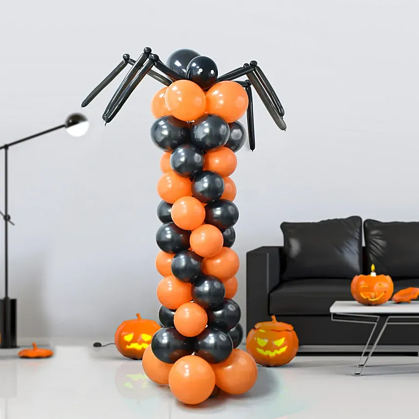 Sipder Balloons Pillar: Halloween Gift Baskets