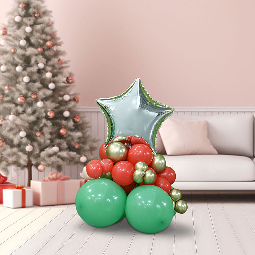 Small Balloons Base With Star: Merry Christmas Balloons