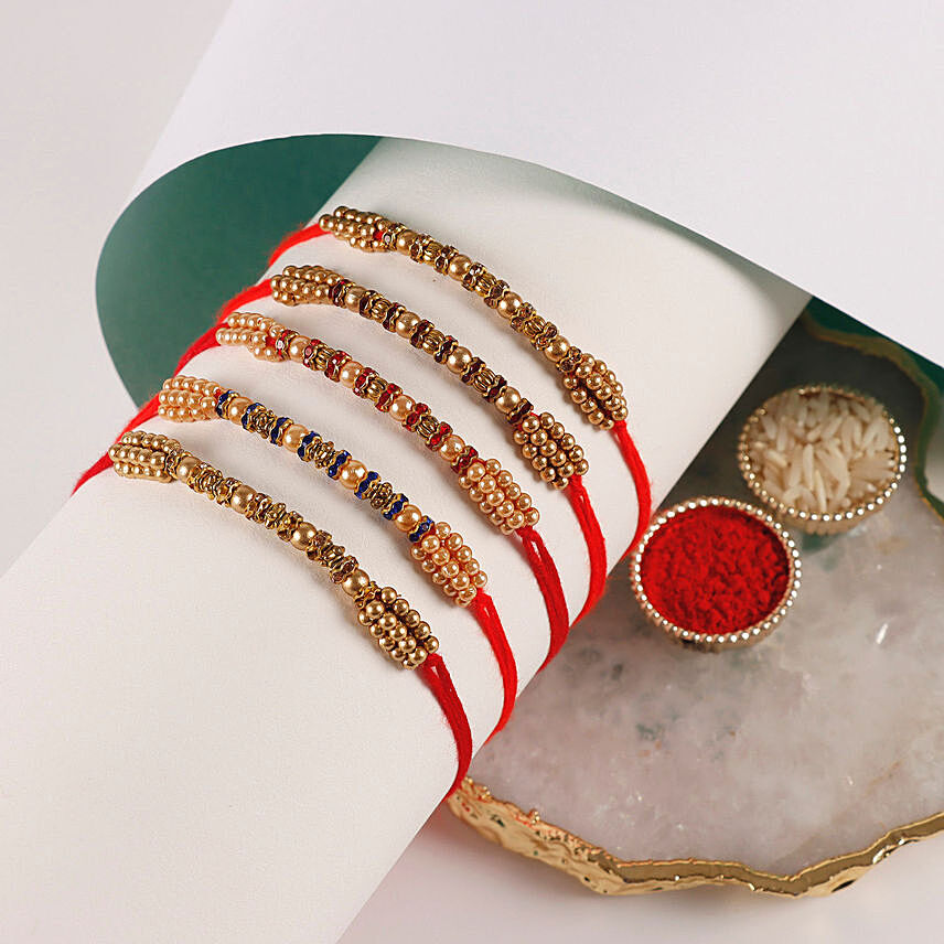 Sneh Colourful Pearl Rakhi Set: Buy Rakhi in Dubai