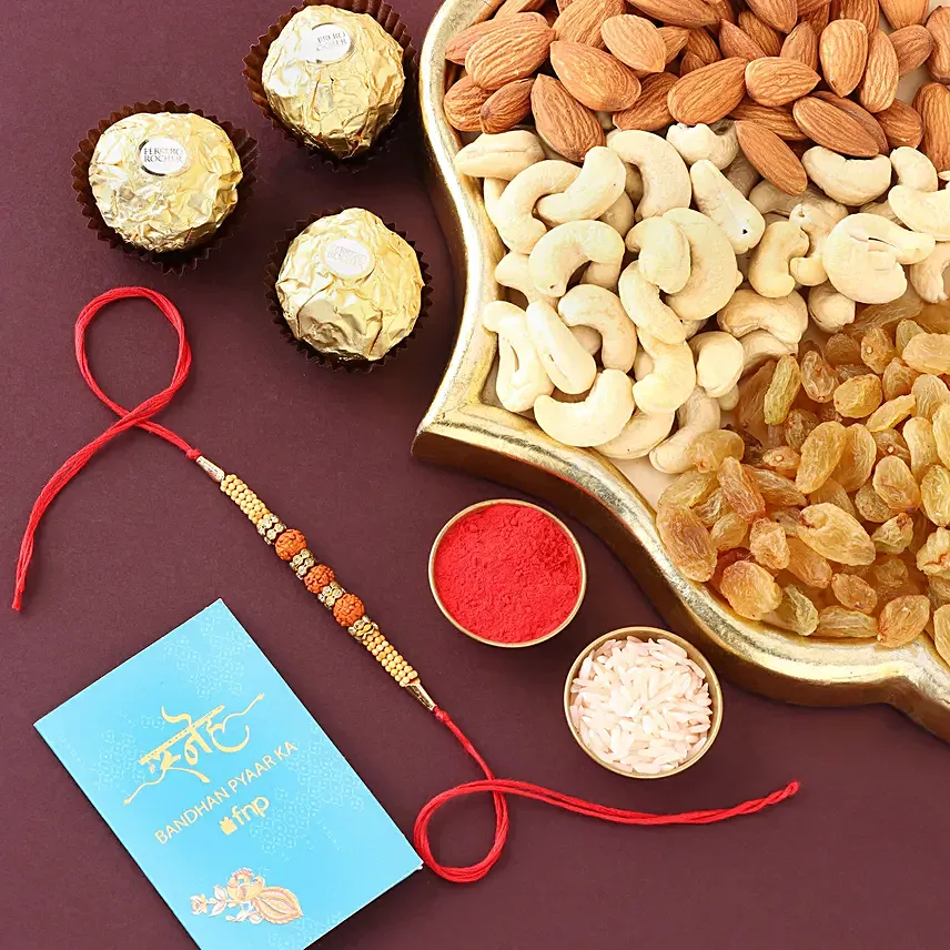 Sneh Feng Shui Rudraksha Rakhi & Sumptous Treats: Rakhi With Chocolates