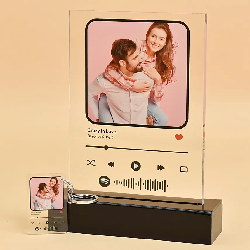 Spotify Personalised Led Lamp With Keychain: Hug Day Gifts