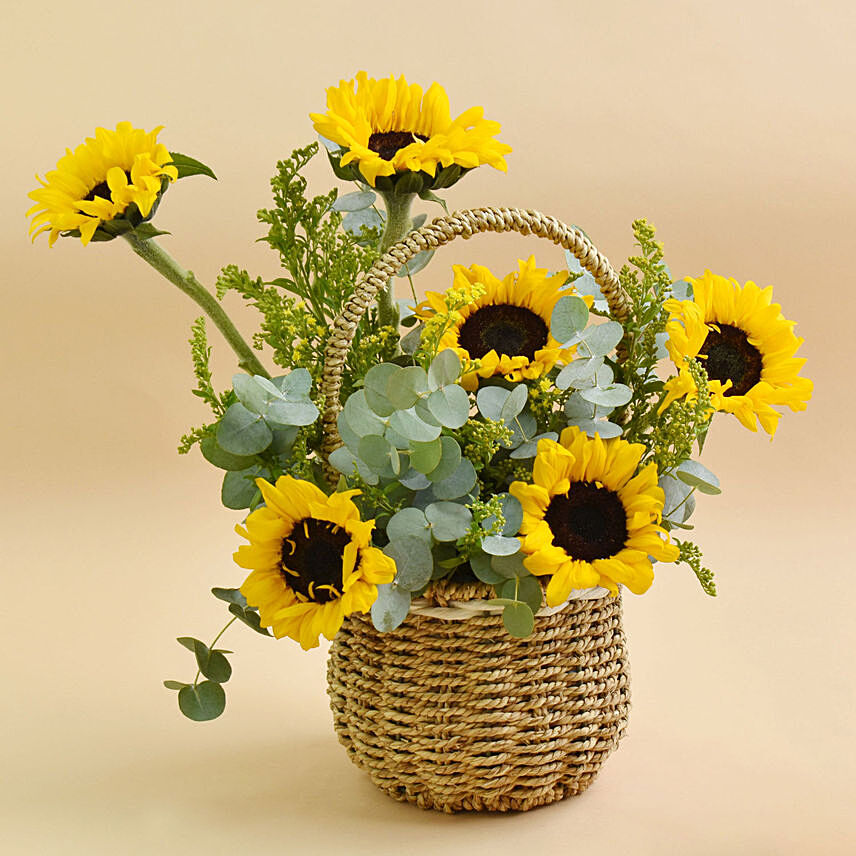 Sunflowers Shine Basket: Get Well Soon Flowers