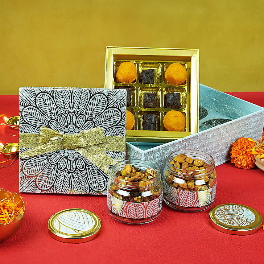 Sweets n Dry Fruits Good Wishes Box: 