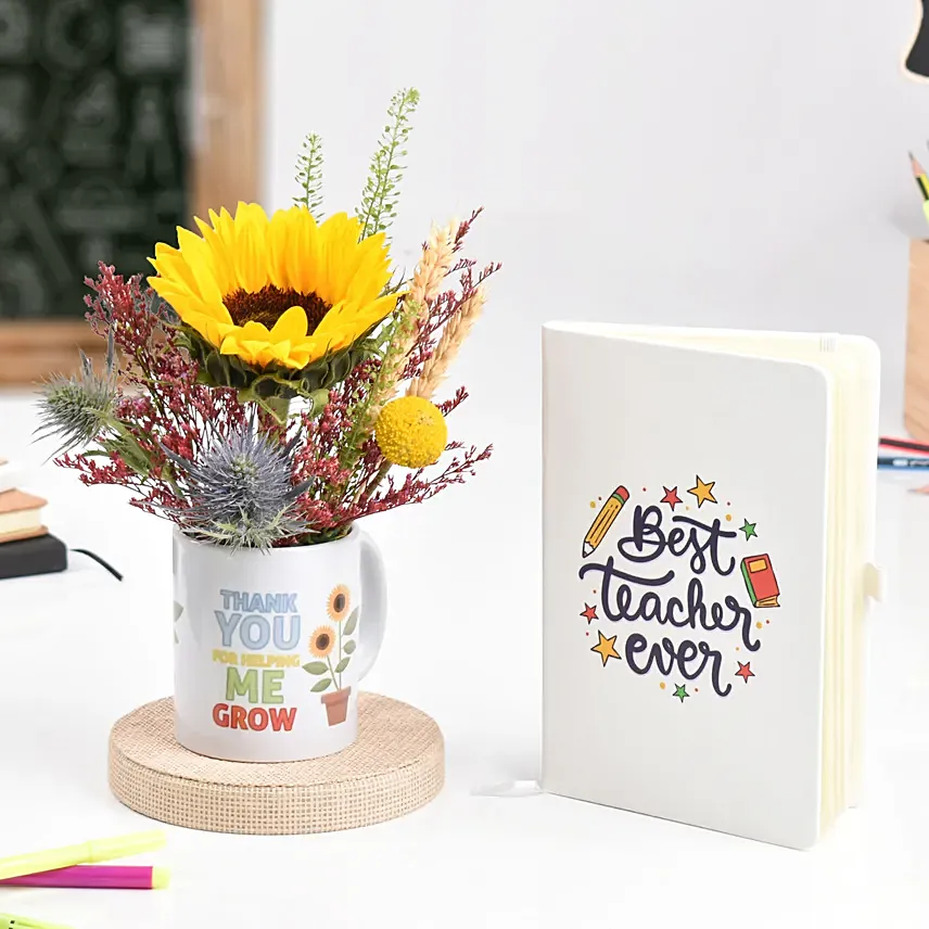 Thank You Flowers And Diary For Teacher: Gifts Combos 