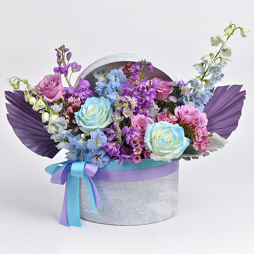 The Blue Flower Box: Purple Roses Bouquet