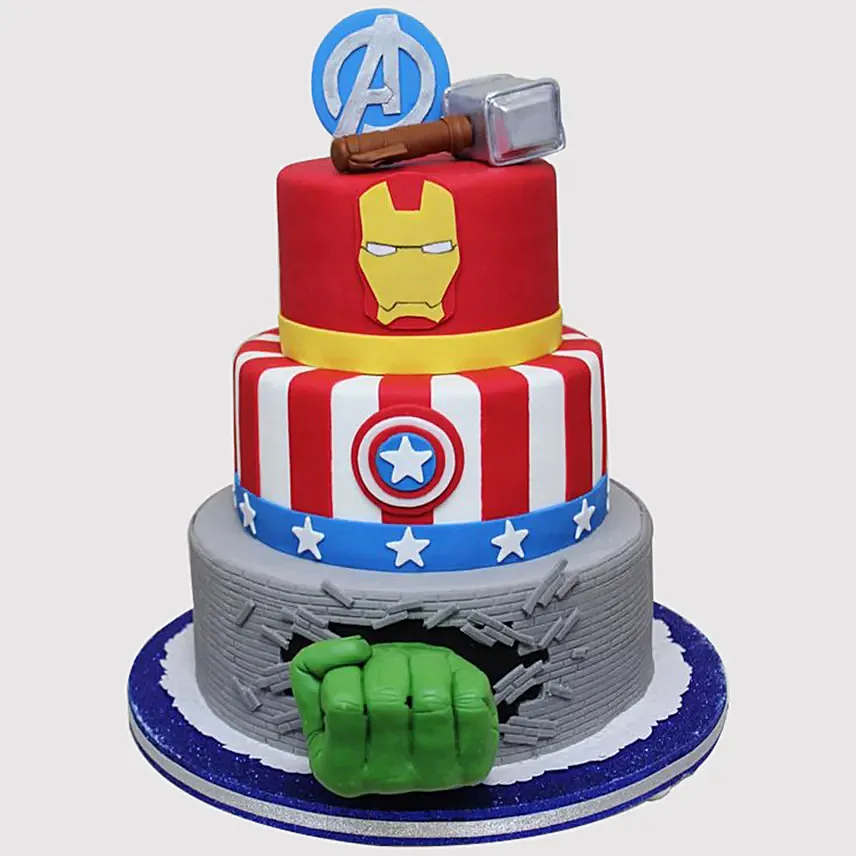 Three Tier Avengers Cake: Birthday Designer Cakes