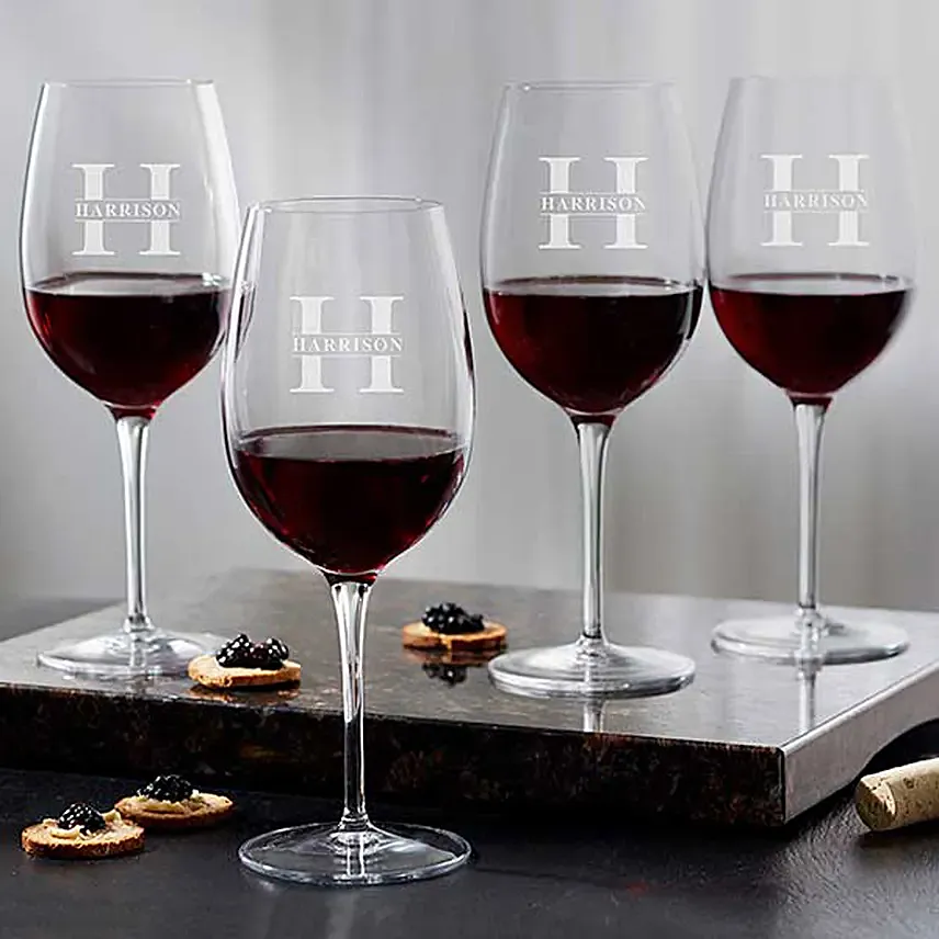 Toast to Fatherhood: Set of 4 Wine Glasses for Dad: Engraved Glasses