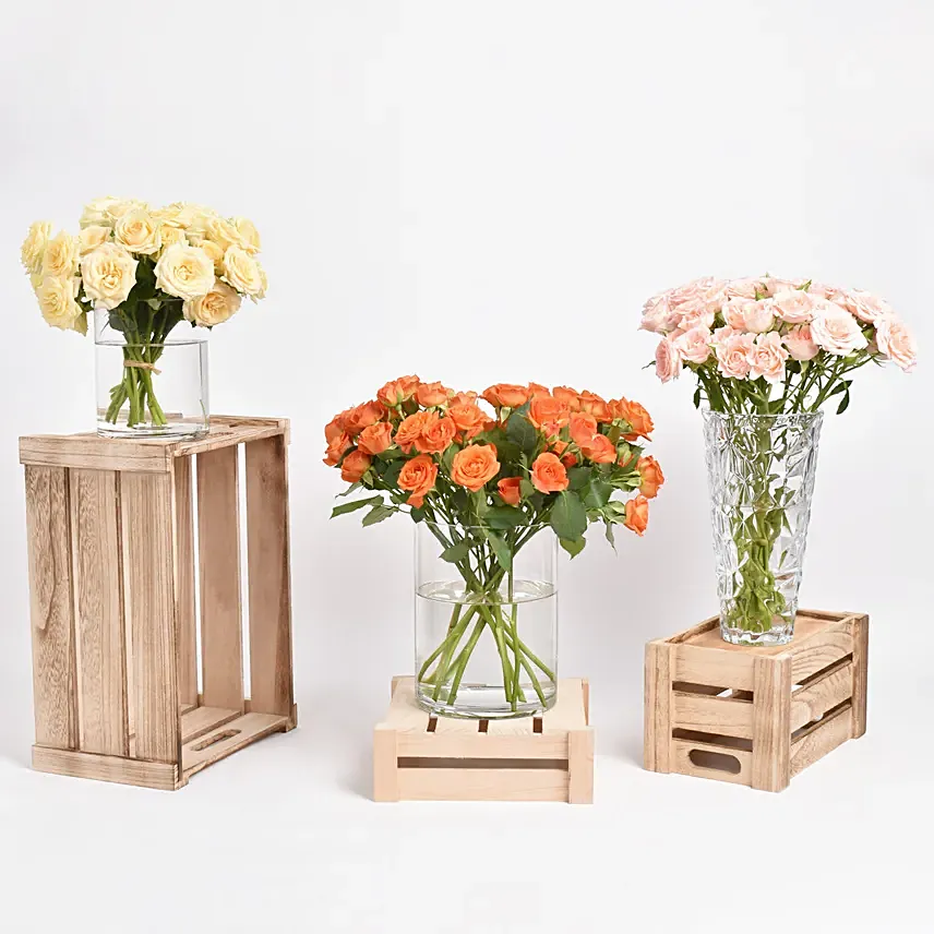 Trio of Rose Beauty: Wedding Flower Arrangements in Dubai