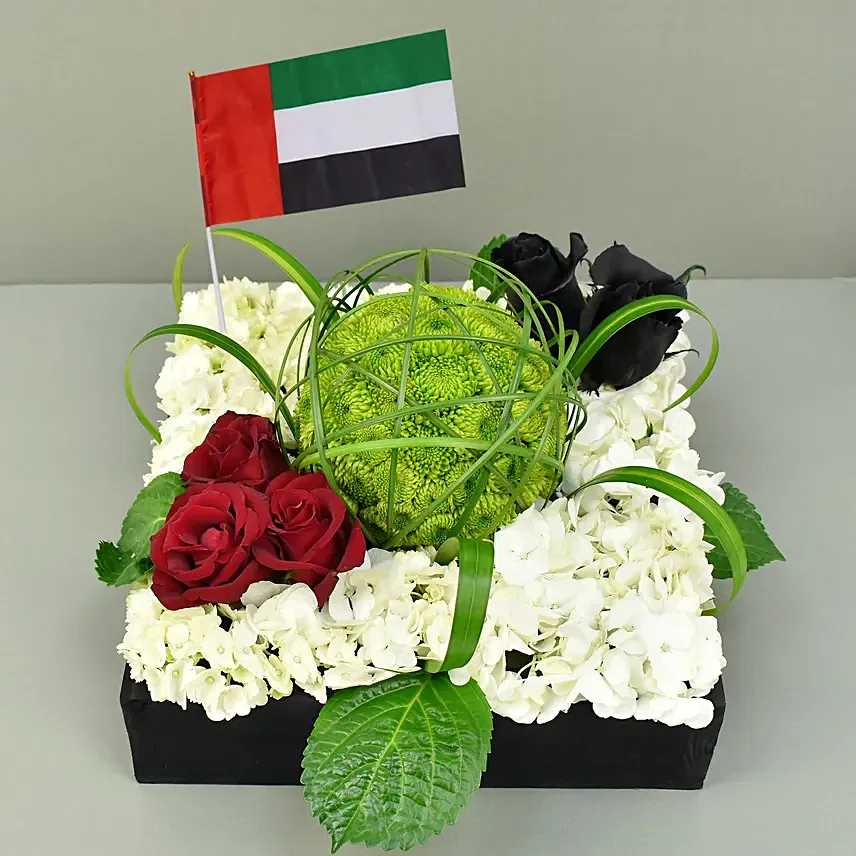 UAE Flag Flower Vase Arrangement: UAE National Day Flowers