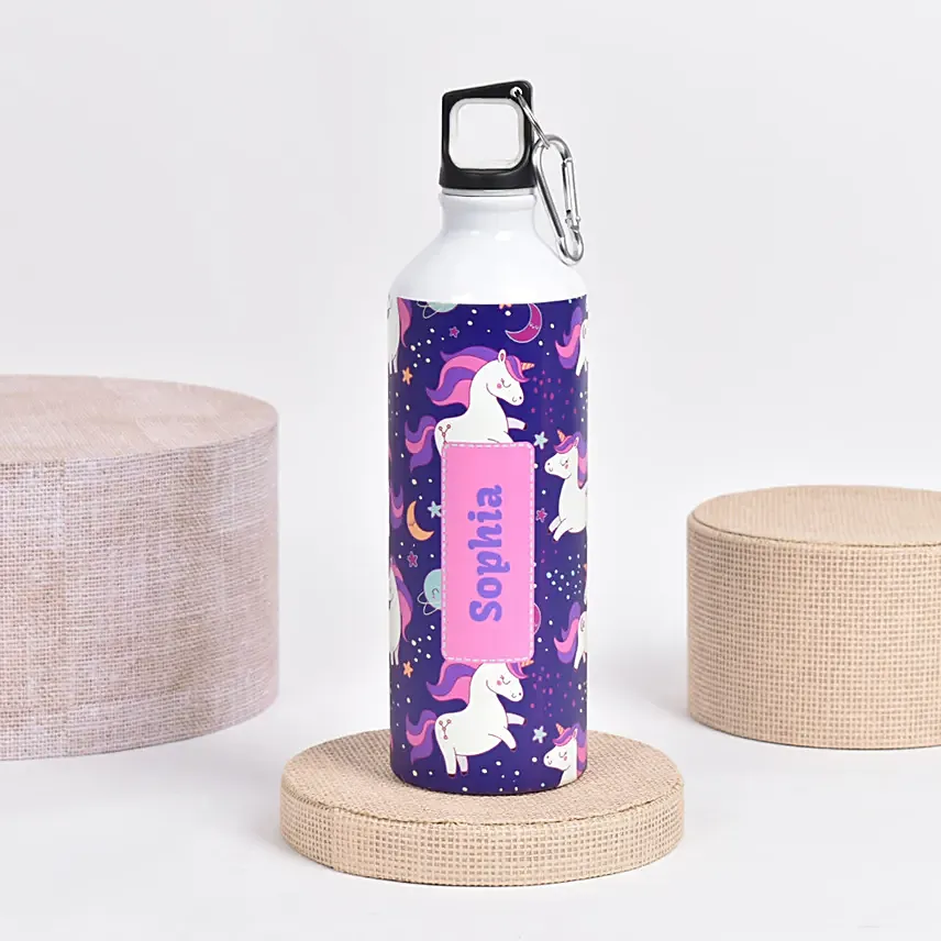 Unicorn Pattern Engraved Water Bottle: Personalised Gifts