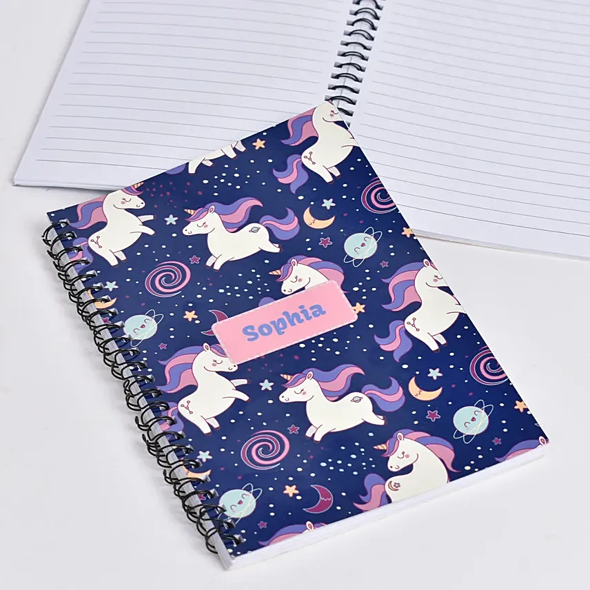 Unicorn Personalised Name Print On Note Book: Back to School Gifts