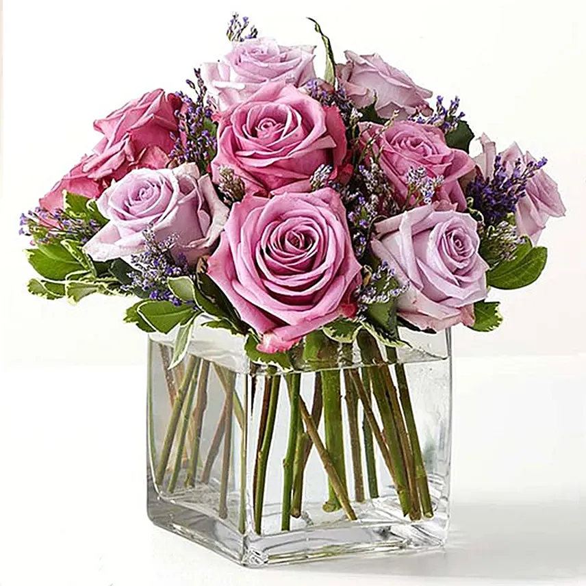Vase Of Royal Purple Roses: Table Centerpieces