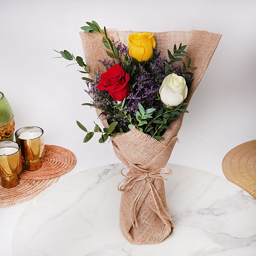 Vibrant Bouquet Of Colored Roses: Flower Shop