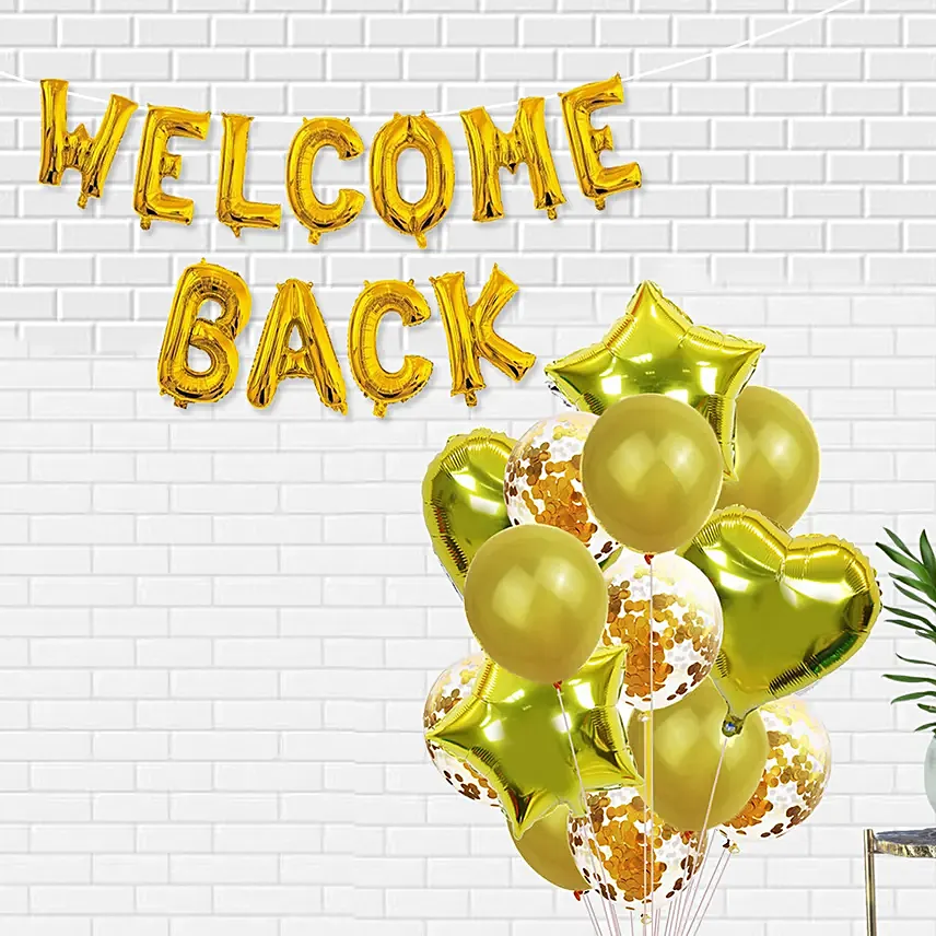 ديكور بالونات لون ذهبي "Welcome Back": هدايا ويلكم باك