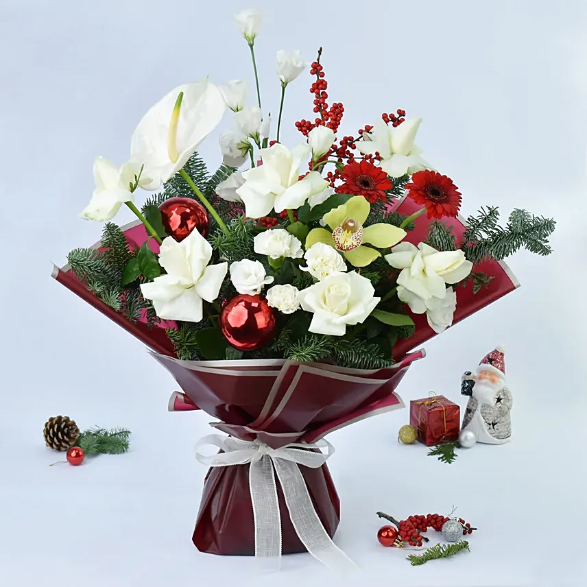 White Beauty Christmas Bouquet: Gerberas Flower Bouquets