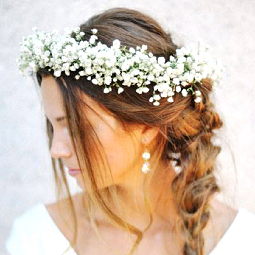 White Gypsophila Tiara: Flower Delivery for Bride