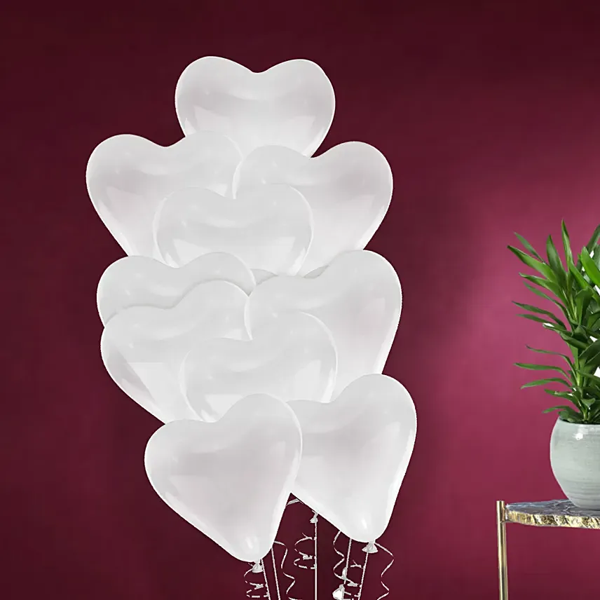 White Heart Shape balloons: Anniversary Combos