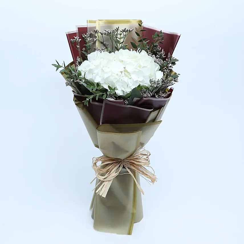 White Hydrangea Bouquet: Flower Delivery Ajman