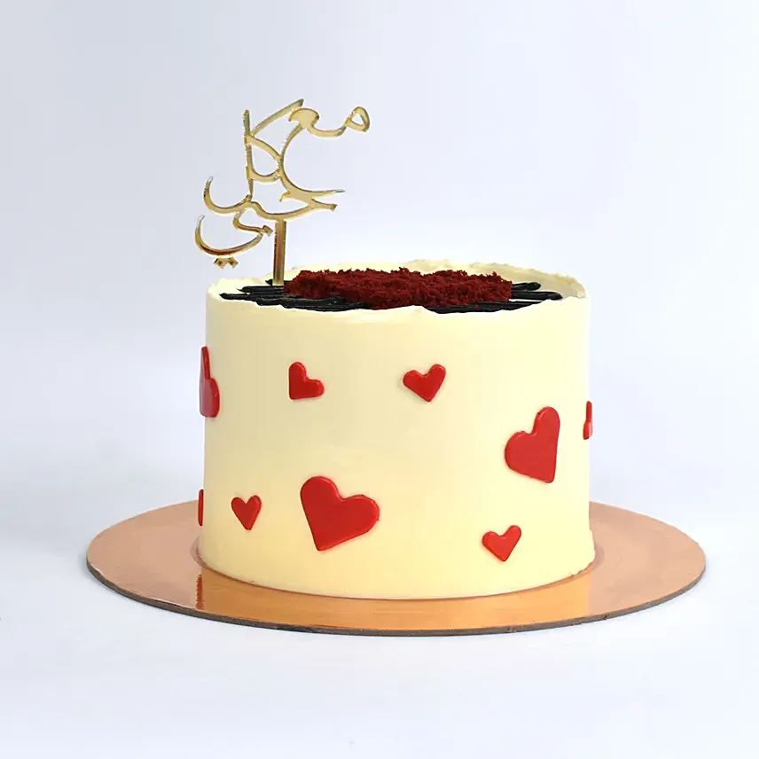 With Love Butter Cream Fondant Cake: Red Velvet Cake