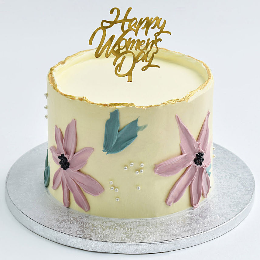 Womens Day Special Chocolate Floral Cake: Women's Day Theme Cake