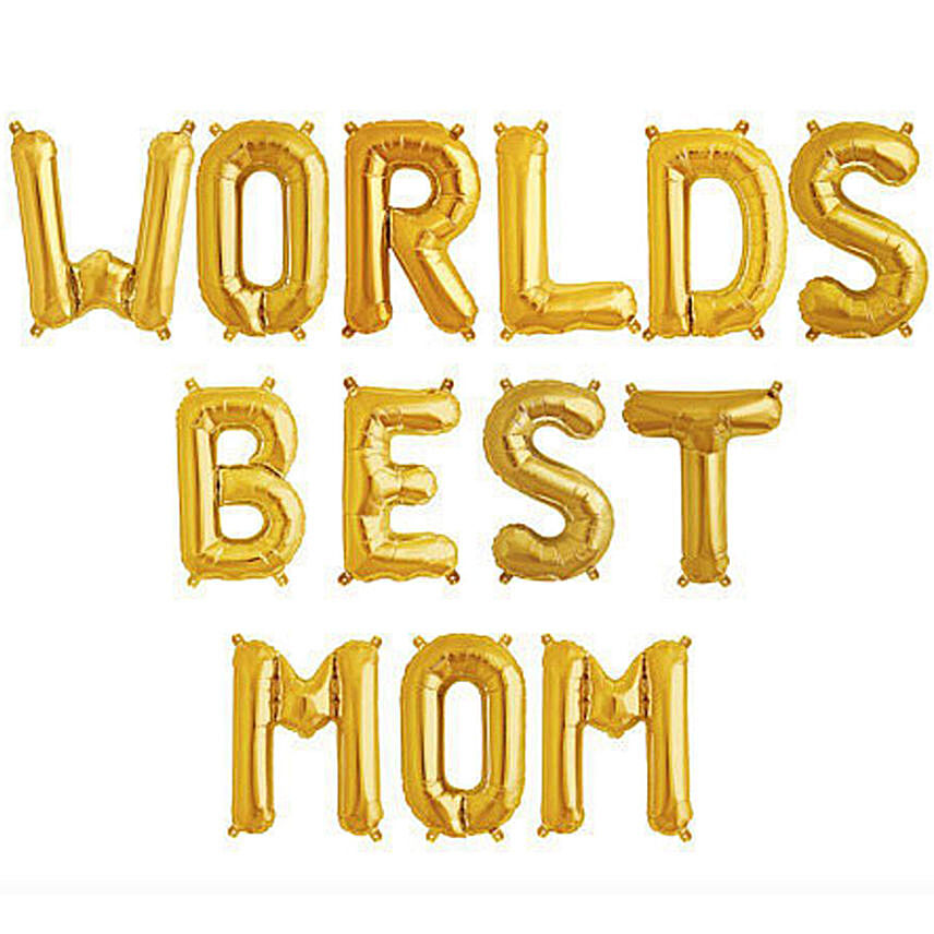 مجموعة من بالونات الفويل الذهبية على شكل أحرف أفضل أم: هدايا الأم