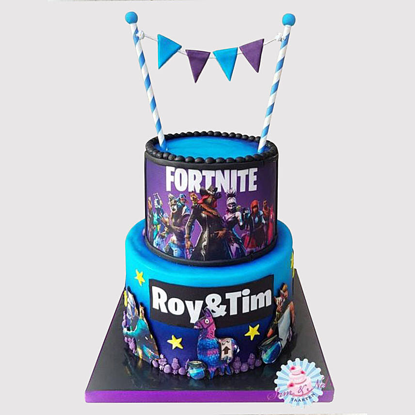 2 Tier Fortnite Cake: Designer Cakes for Birthday Celebrations