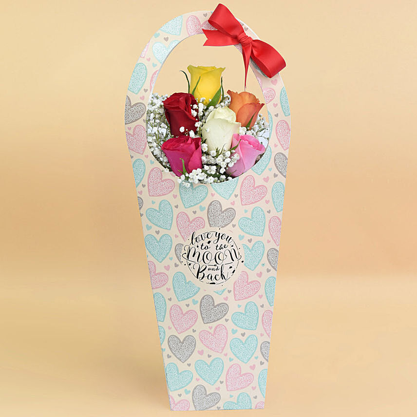 6 Mixed Rose in a Sleeve Box: Rose Day Gifts