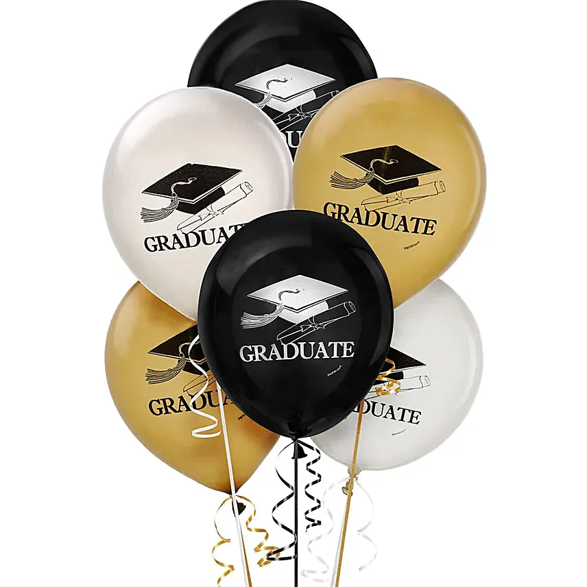 6 Pcs Assorted Graduation Balloons: Gifts Delivery in Ajman