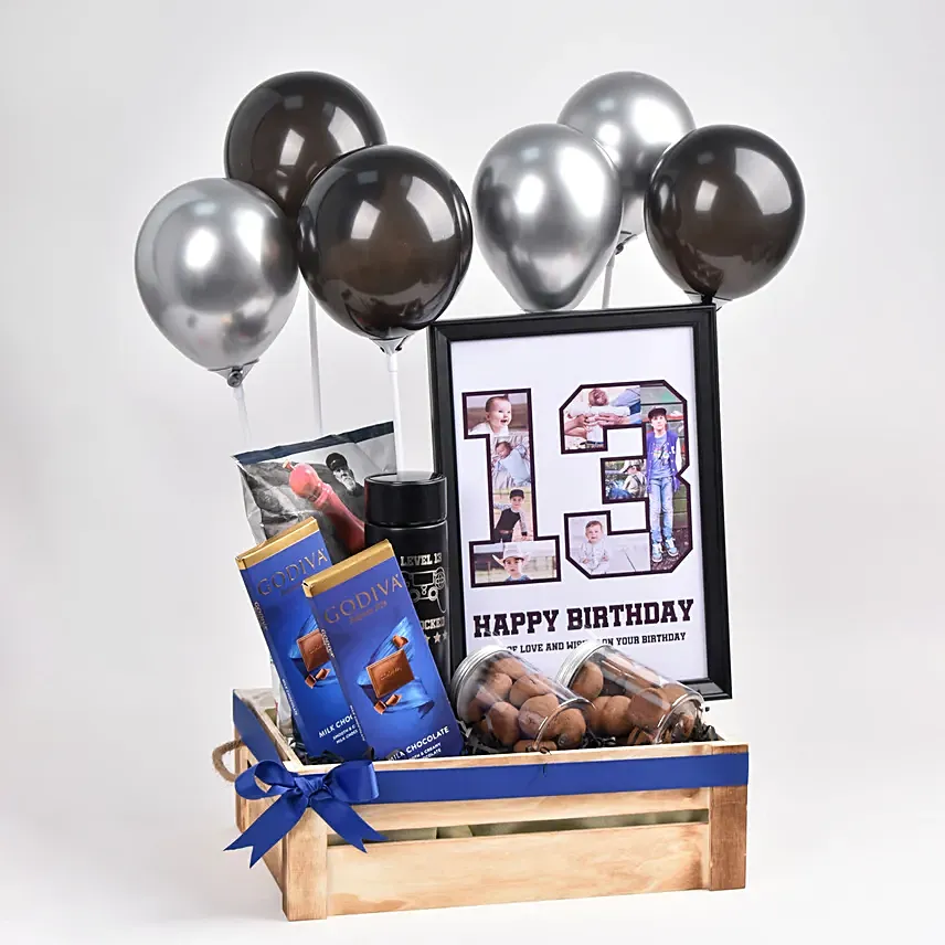 بوكس هدايا هدايا عيد ميلاد 13 مع بالونات : سلال هدايا جديدة