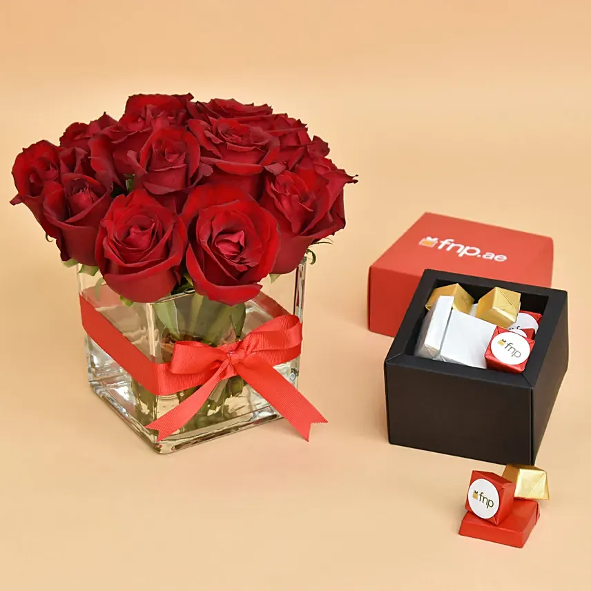 15 Red Roses and Chocolates: Send Valentines Day Flowers to Dubai